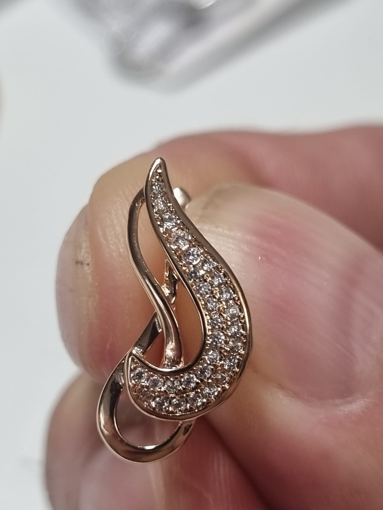 Ohrhänger Flamme Roségold vergoldet Zirkonia Damen