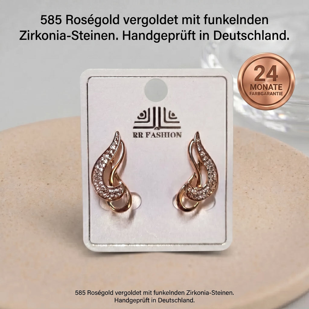 Ohrhänger Flamme Roségold vergoldet Zirkonia Damen