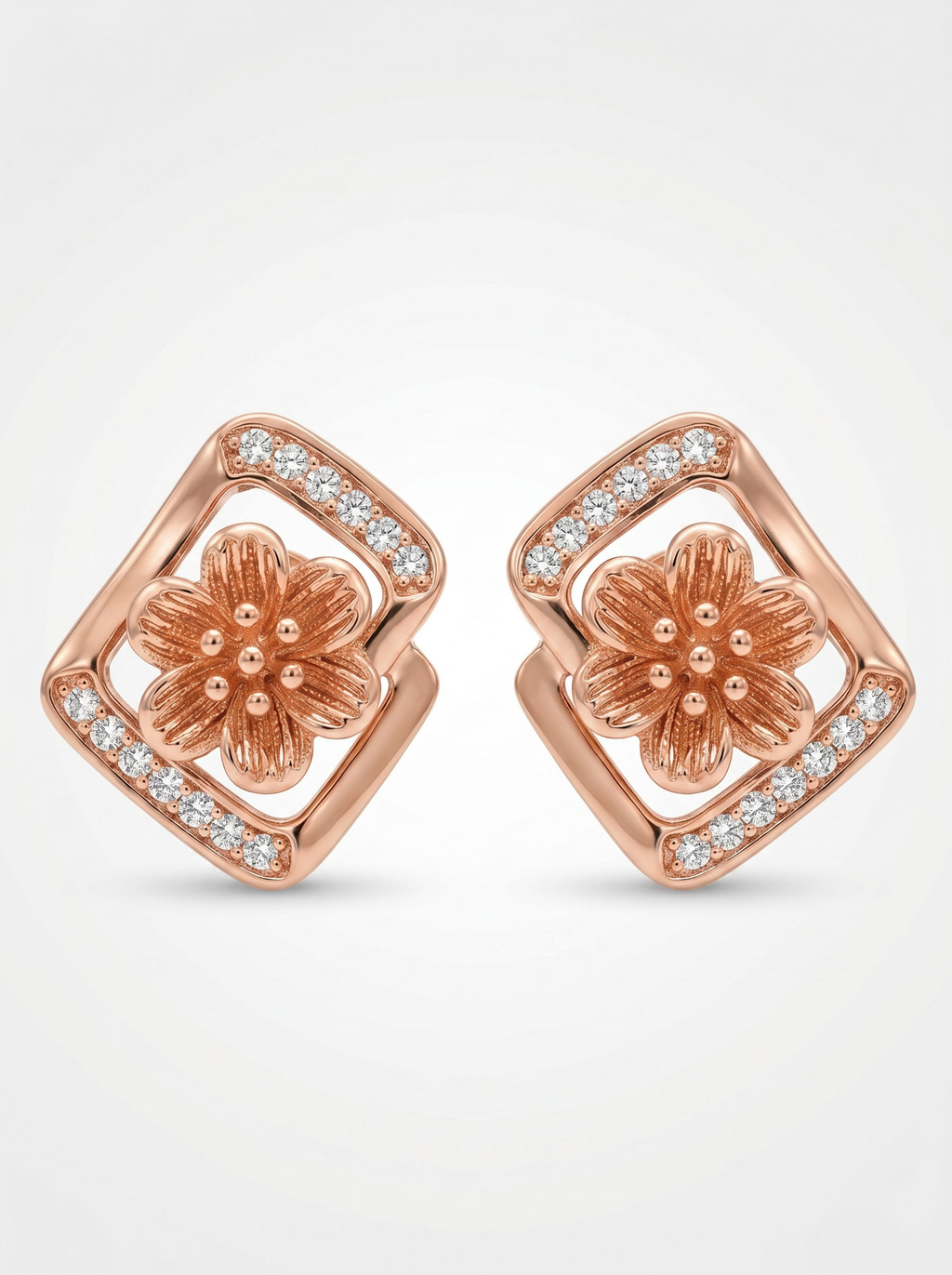 Ohrhänger Roségold vergoldet Blume Zirkonia nickelfrei RR Fashion