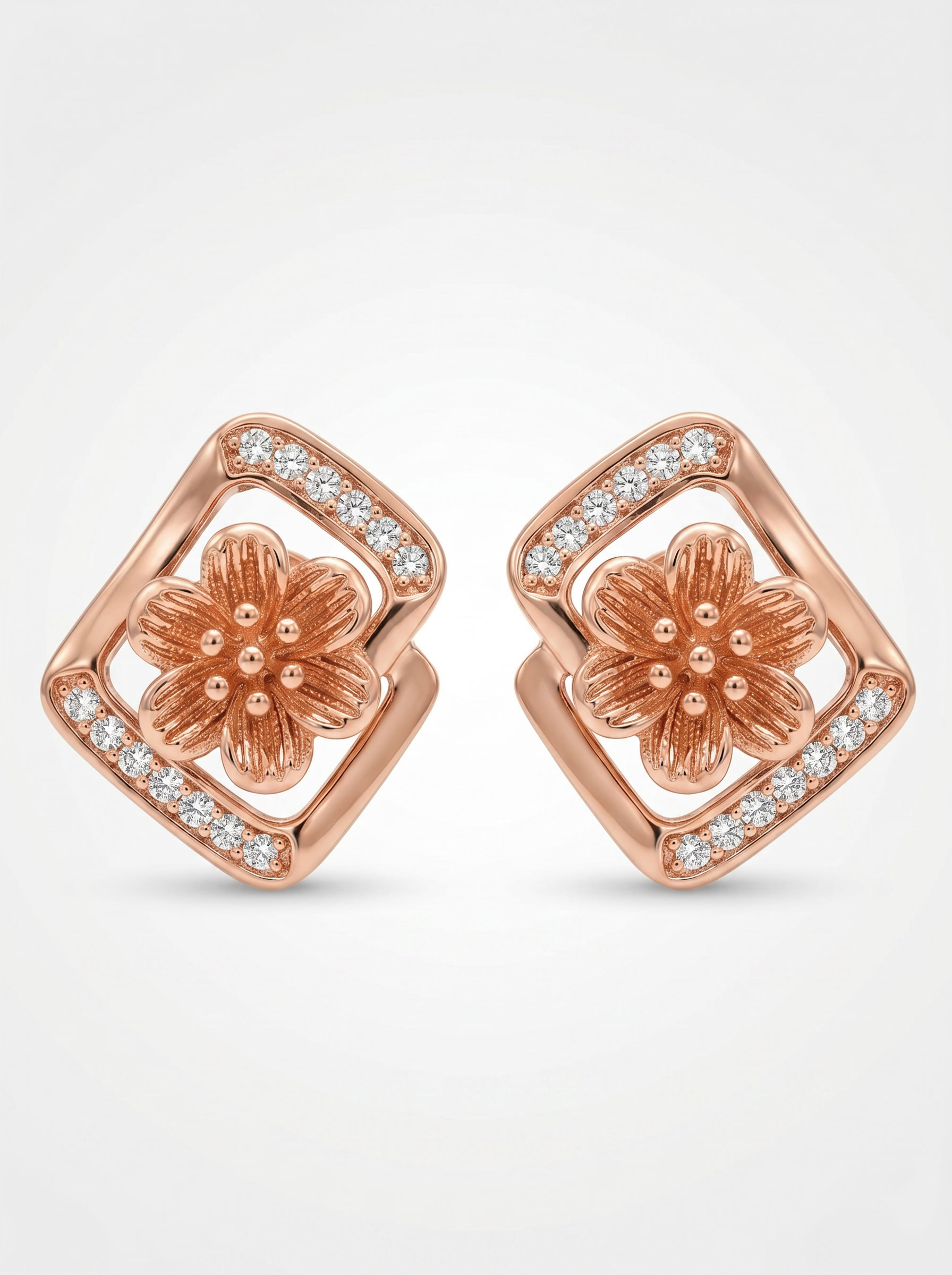 Ohrhänger Roségold vergoldet Blume Zirkonia nickelfrei RR Fashion