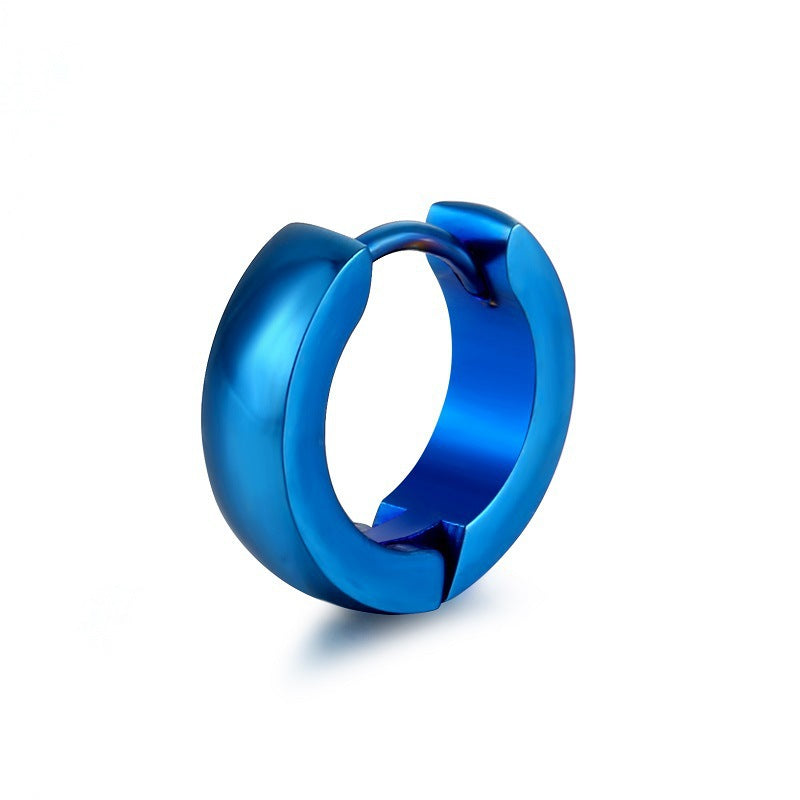 Creolen Edelstahl blau Klappverschluss poliert 13mm