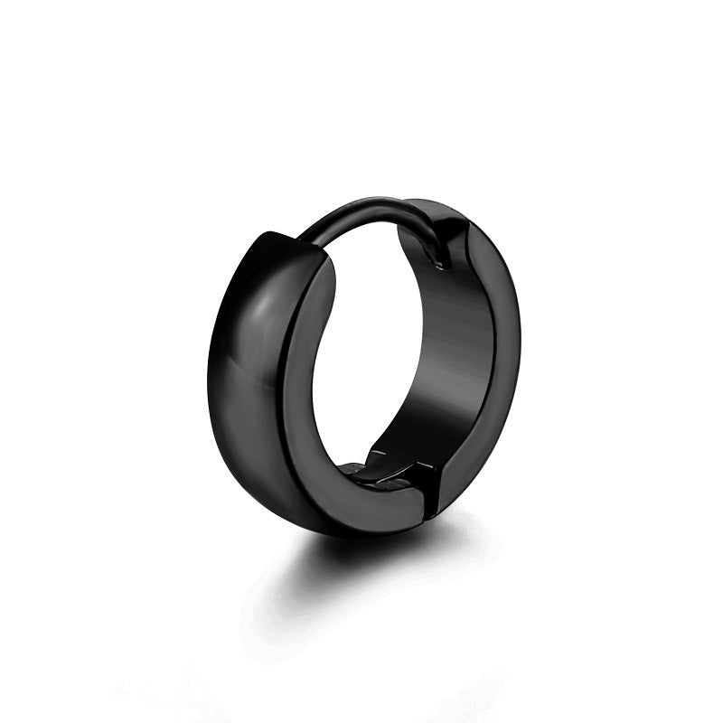 Creolen Edelstahl schwarz Klappverschluss poliert 13mm
