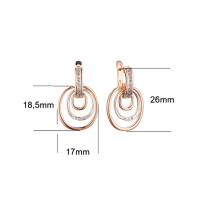 Damen zweifarbige Ohrringe mit 14-karätigem Roségold vergoldet2