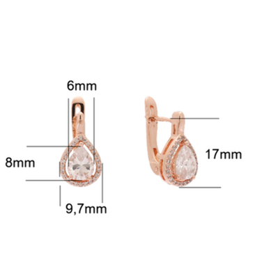 Damen Große Halo-Ohrringe tropfenförmigem Zirkon-Stein mit Roségold (vergoldet)1