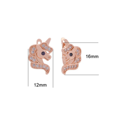 Einhorn-Ohrringe mit Rosegold vergoldet für Mädchen2
