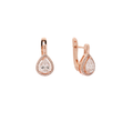 Damen Große Halo-Ohrringe tropfenförmigem Zirkon-Stein mit Roségold (vergoldet)0