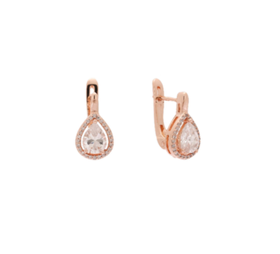 Damen Große Halo-Ohrringe tropfenförmigem Zirkon-Stein mit Roségold (vergoldet)0