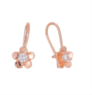 Zierliche Blumen Ohrringe für Mädchen und Frauen14K Rose0