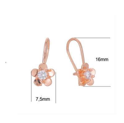 Zierliche Blumen Ohrringe für Mädchen und Frauen14K Rose1