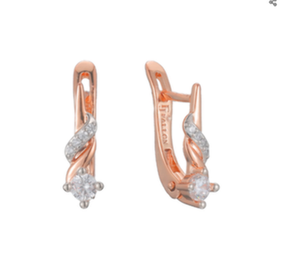 Ohrringe 585 Rosegold vergoldet mit weißem AAA Zirkonia verziert12