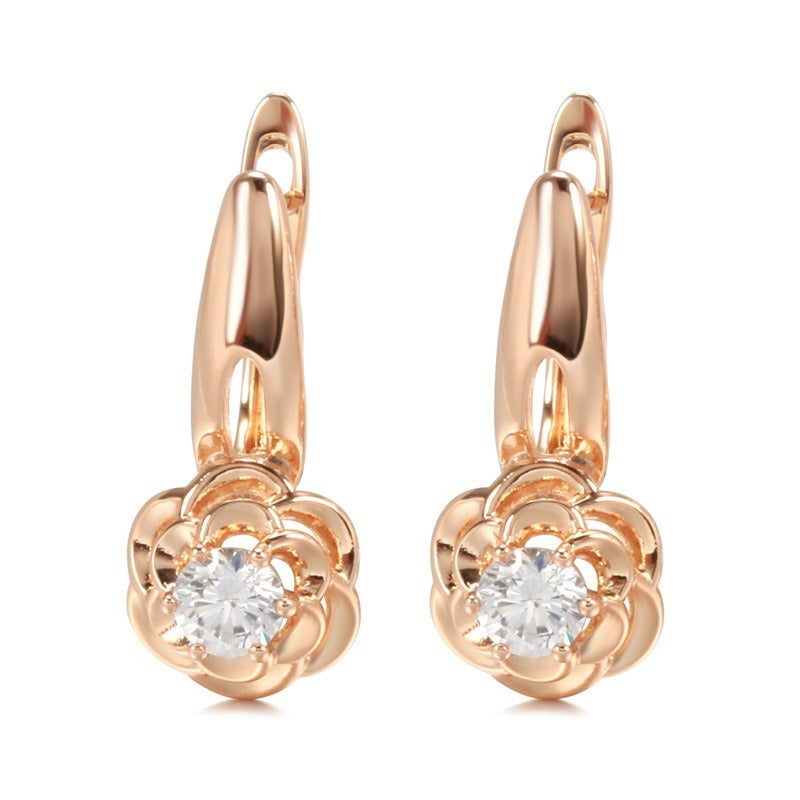 Ohrhänger Roségold Blume Rückseite Klappverschluss Detail