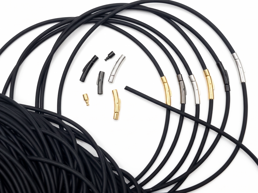 Silikonkordel Set 3mm schwarz Bajonettverschluss 6 Farben 34X25 – RR Fashion