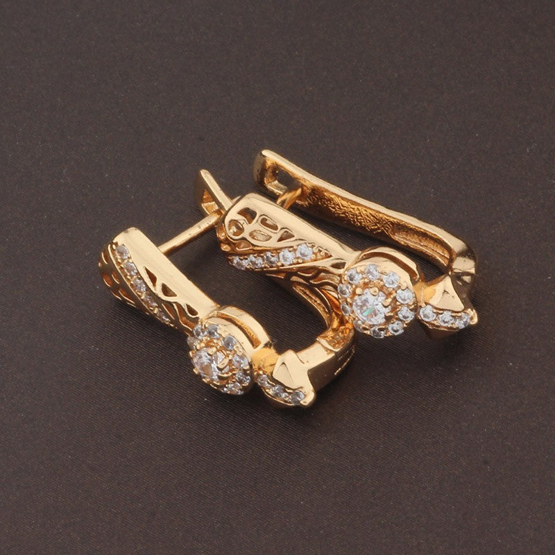 Damen Ohrringe Gold ZirkoniaEinlage, Hochwertige, schlichte neues Design9