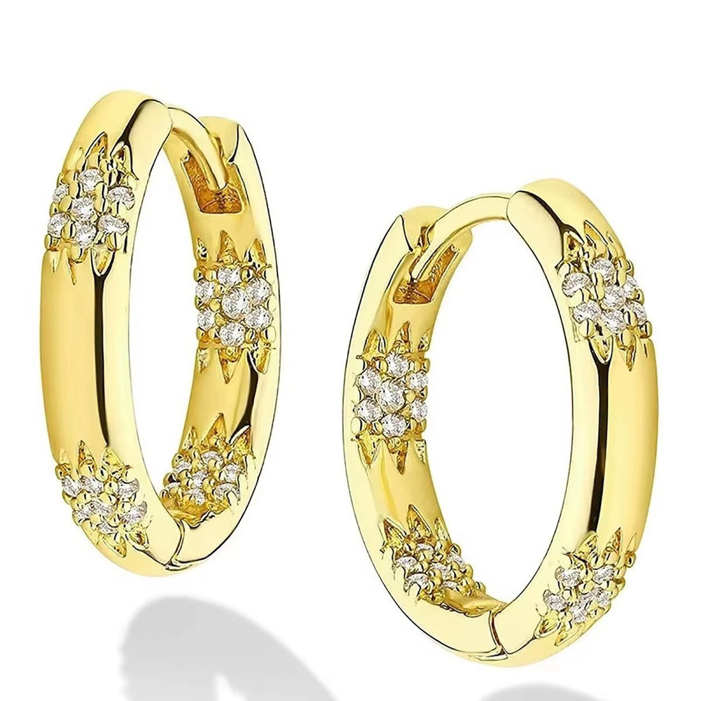 Luxus Damen OhrringeCreolen  Gold vergoldet AAA Zirkonia Creolen Kreisohrringe5