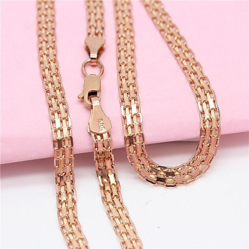 Luxus Damen Halskette breite spitze  585 Rose gold Kette  Schmuck4