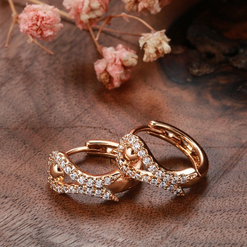 RomantischeDamen Ohrringe 585R Roségold, modische und exquisite geometrische Ohr7