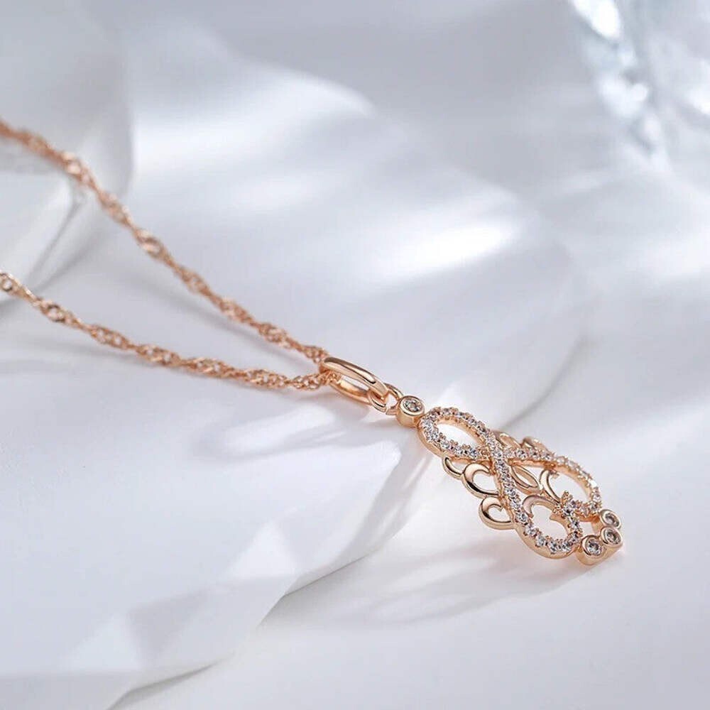 Halskette mit Anhänger Blume 585er Rosé Gold Walzgold5