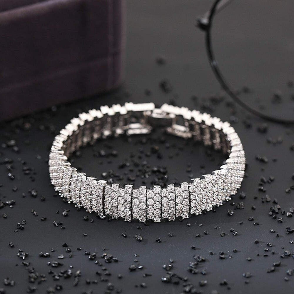 Tennis Armband Bracelet 18K in Weissgold Farbe mit Natürlich AAA Zirkon Kristall0
