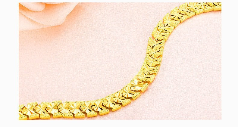 Luxus Damen Armband Gold 24K vergoldeter, farbechte herzförmige Uhrenkette 20cm5