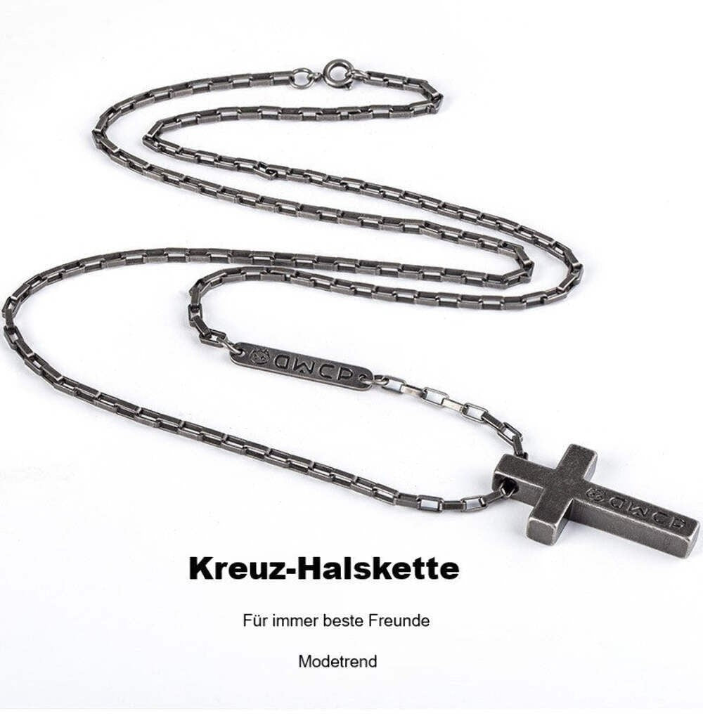 Titanstahl Kreuz Halskette in Retro - Silber Farbe13