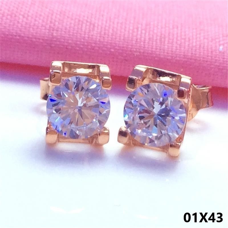Damen Ohrringe Ohr Stecker 585 Rose Gold Schraubverschluss Zirkonia Unisex0