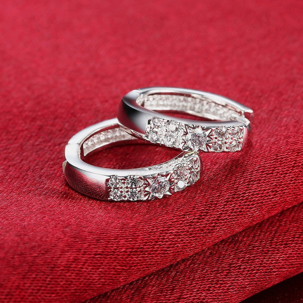 Luxus Ohrringe Creolen Kristall 925S silberüberzogene ohrringe CZ für Damen3