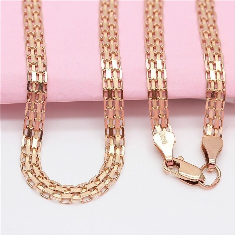 Luxus Damen Halskette breite spitze  585 Rose gold Kette  Schmuck3