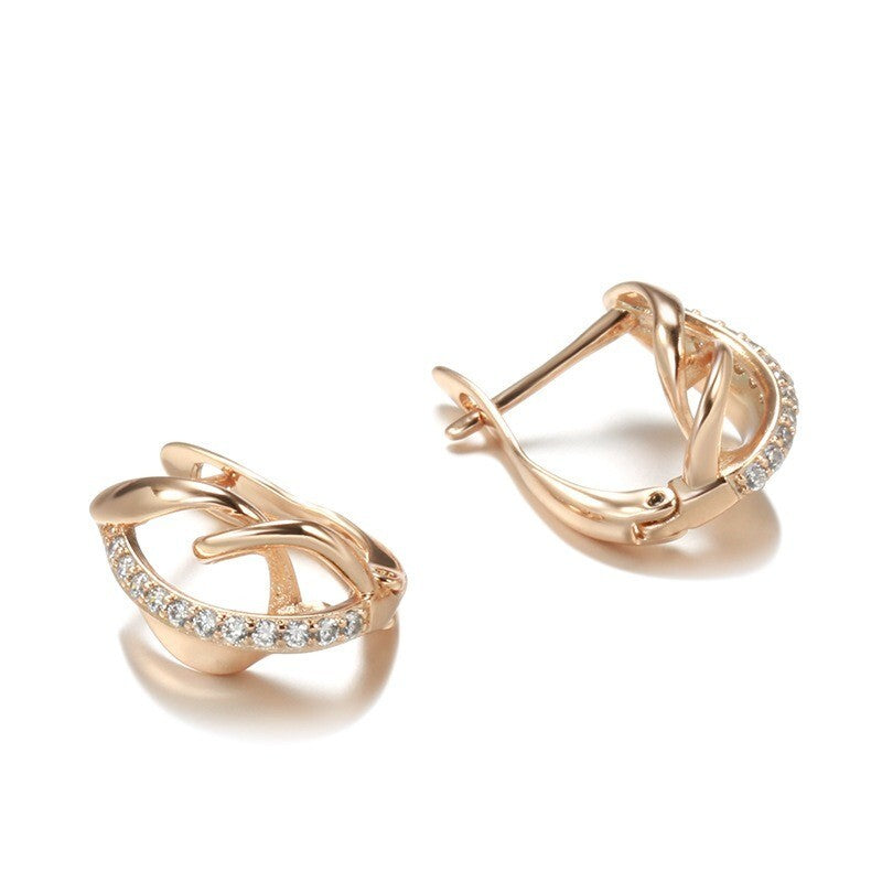 Luxus Ohrringe 585 Rolled Roségold überzogen MicroIntarsien Zirkon für Damen5