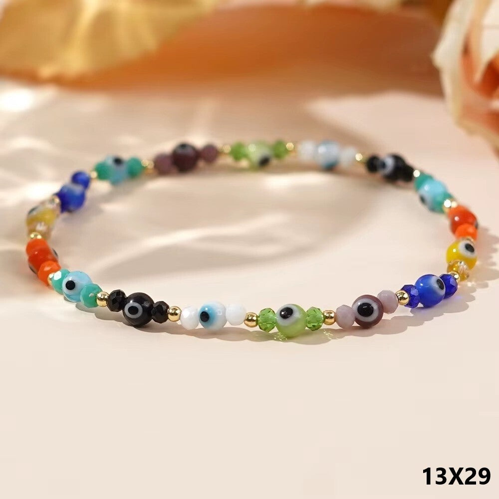 Handgefertigtes TeufelsaugeKristallFlachperlen armband für Mädchen0