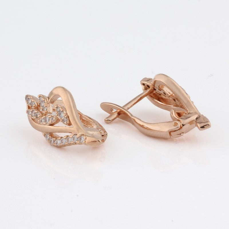 Luxus Damen Ohrringe 585RG Roségold überzogen Blumen Weiß CZ für Damen Geschenk3