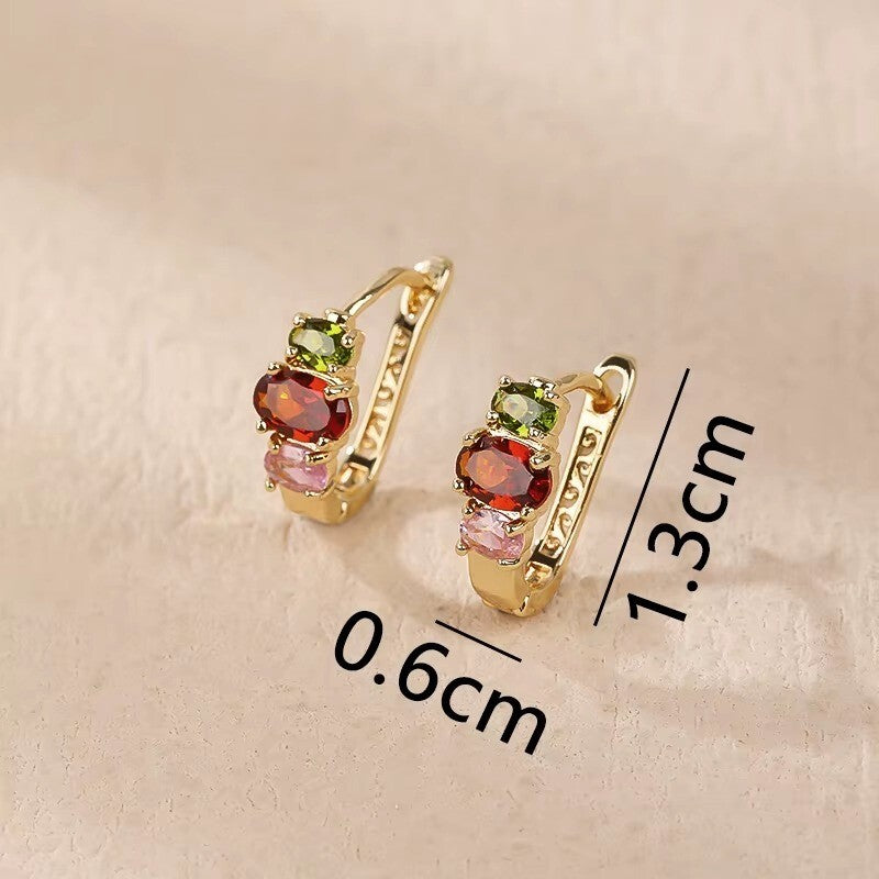 Luxus Damen Frauen Huggies Creolen Ohrringe Zirkonia 18 Karat Gold  vergoldet1