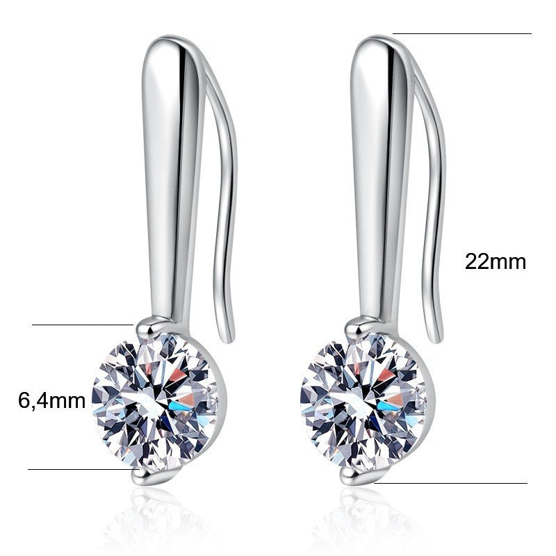 Ohrhaken 925 Sterlingsilber Ohrringe mit einem einzelnen 1 Karat ZirkonDiamant3