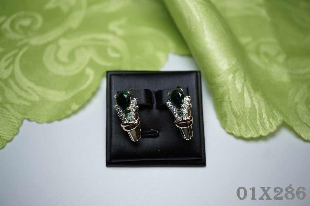 Luxus Damen Ohrringe Zirkon aus Smaragd-Roségold (vergoldet) mit Krappenfassung12
