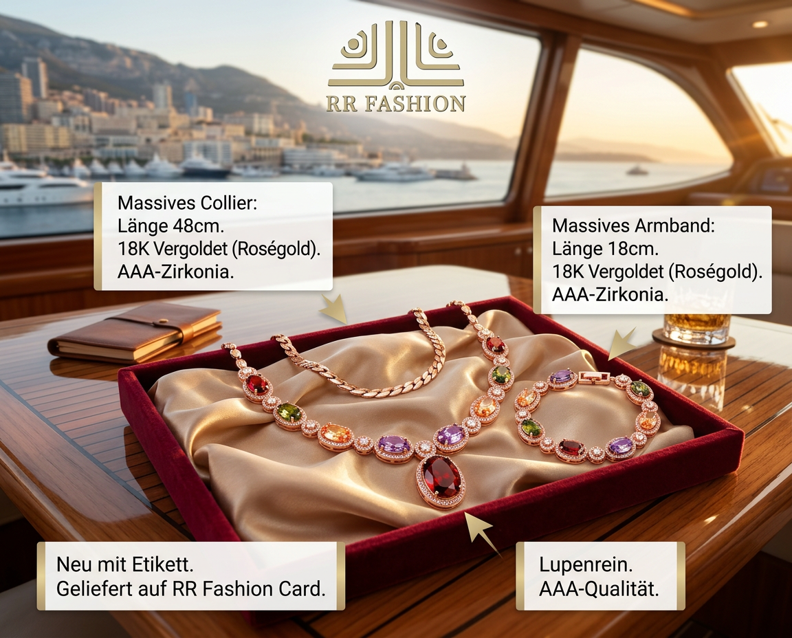 Statement Schmuck-Set 2-Teilig Massiv 18K Roségold vergoldet Collier Armband1