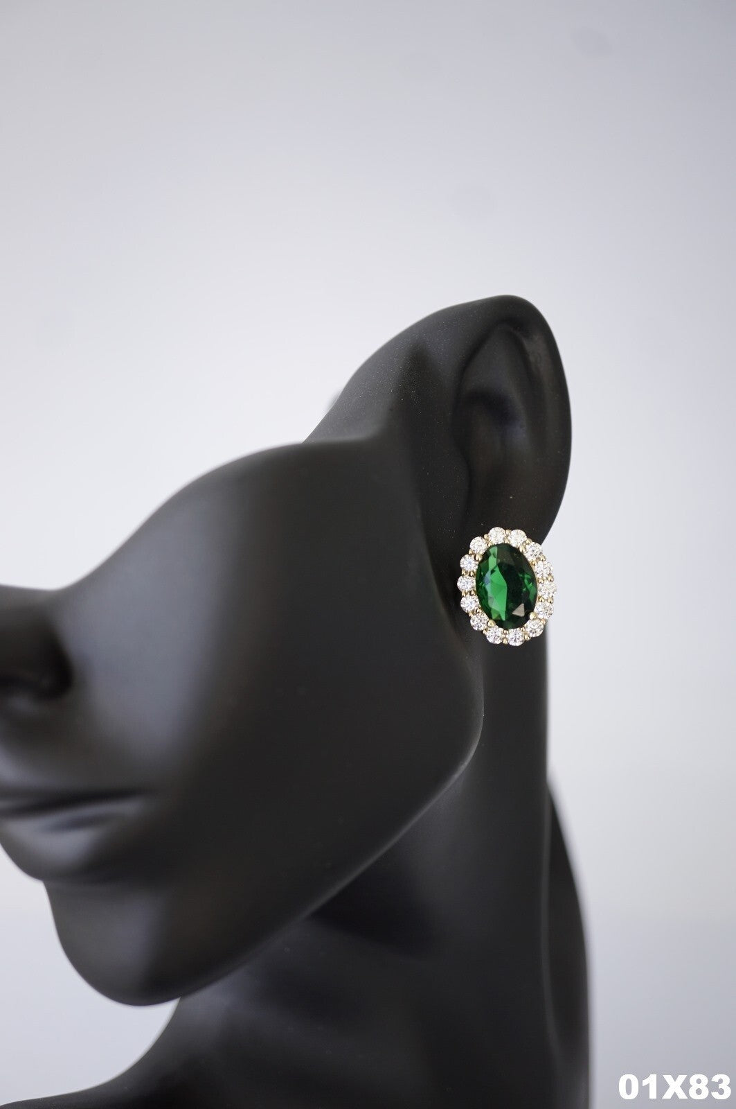 Luxus Ohrringe Creole mit BlumenDesign, oval, grüner Kristall Gold 14K vergold1