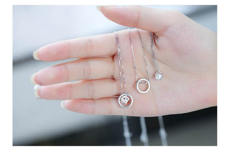 Damen Halsketten S925 Sterlingsilber im Rubik's Cube-Design mit Diamantenbesatz7