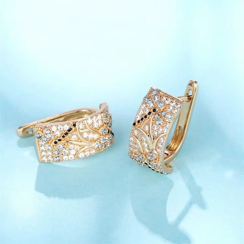 Luxus Damen Creole Ohrringe Zirkonia Kristalle Design 18K vergoldet Hochzeits1