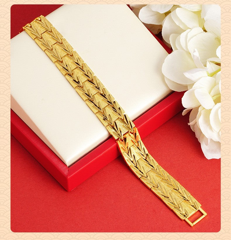 Damen Herren Armband Gold Panzerkettenarmband Vietnamesisches, vergoldetes 21cm1