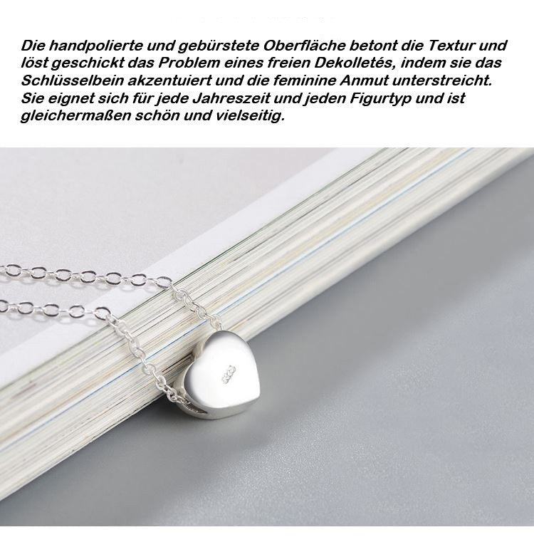 Damen Halskette Silber 925 mit Herz Anhänger gebürstetem Sterlingsilber (925)5