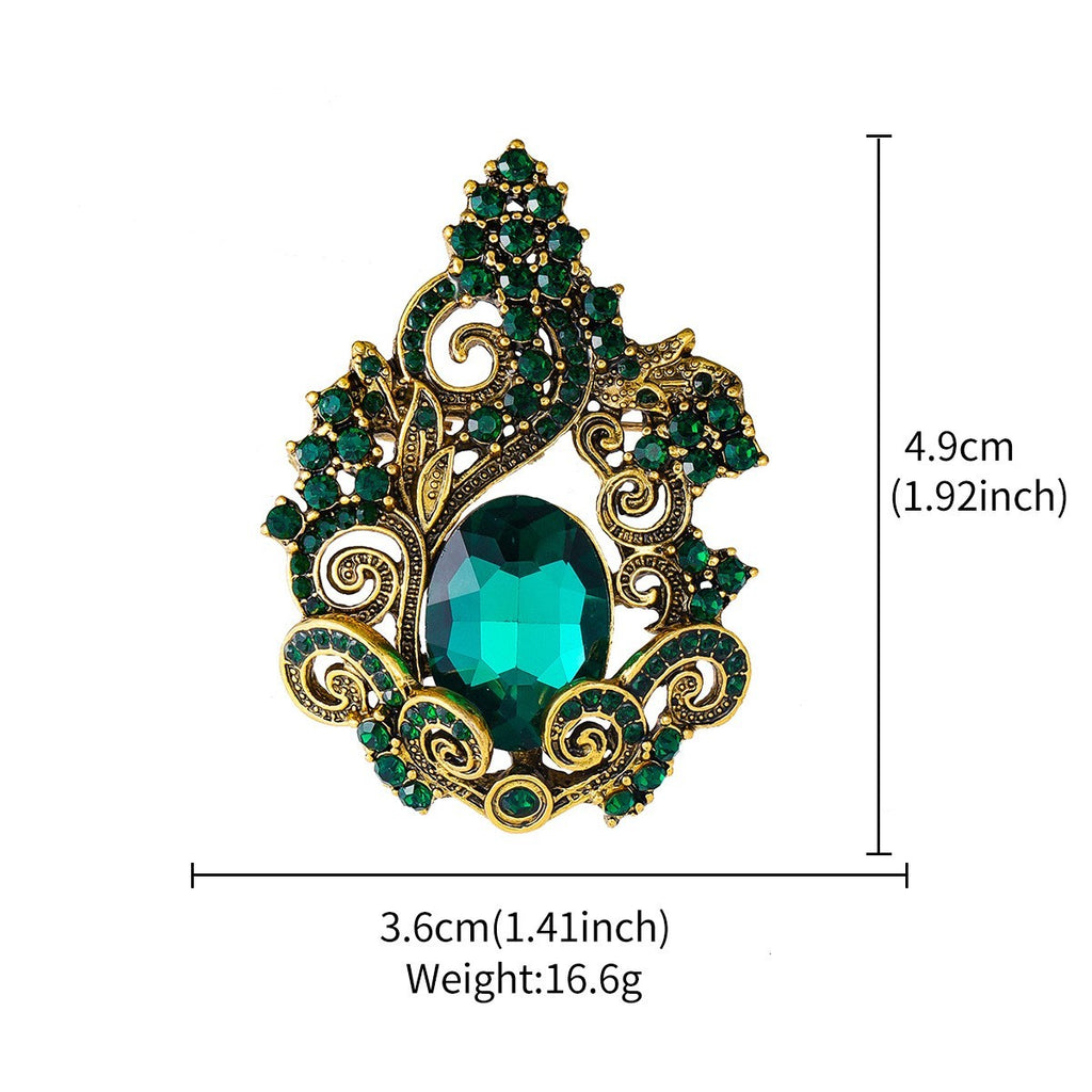 Hochwertige Damen Brosche Grüner Steine leichtes Luxuskleid, Corsage, Zubehör f1
