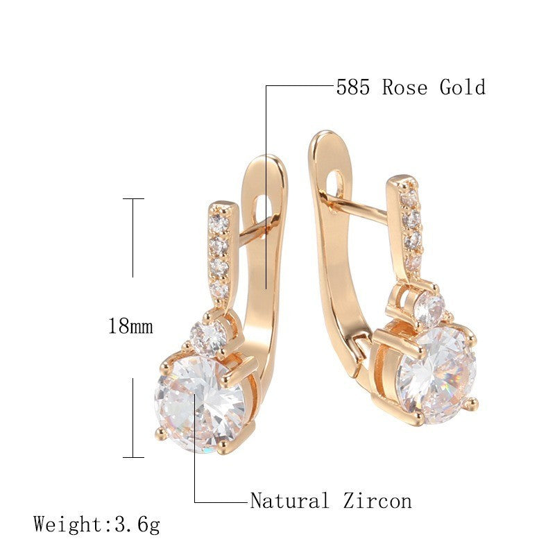Luxus Damen Ohrringe 585RG Rosé Gold Zirkon ohrringe ohrringe weibliche mode tem1