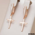 Damen Kreuz Ohrringe 585 Rosé Gold Farbe einfache Kreuz Ohrringe für Frauen0
