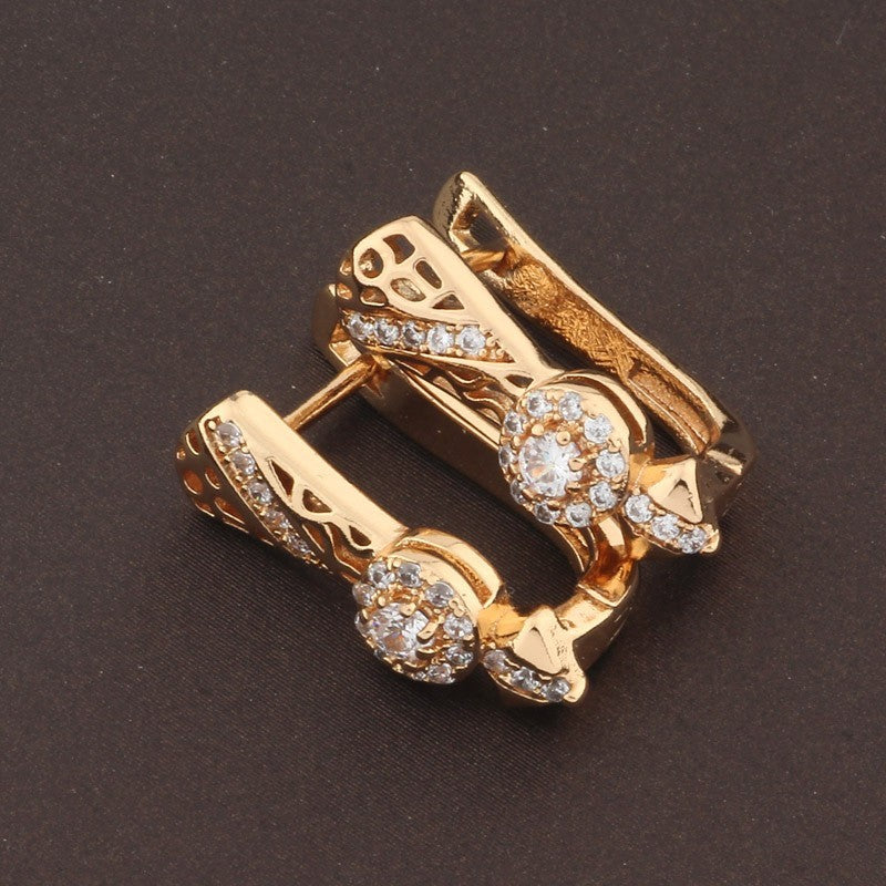 Damen Ohrringe Gold ZirkoniaEinlage, Hochwertige, schlichte neues Design4