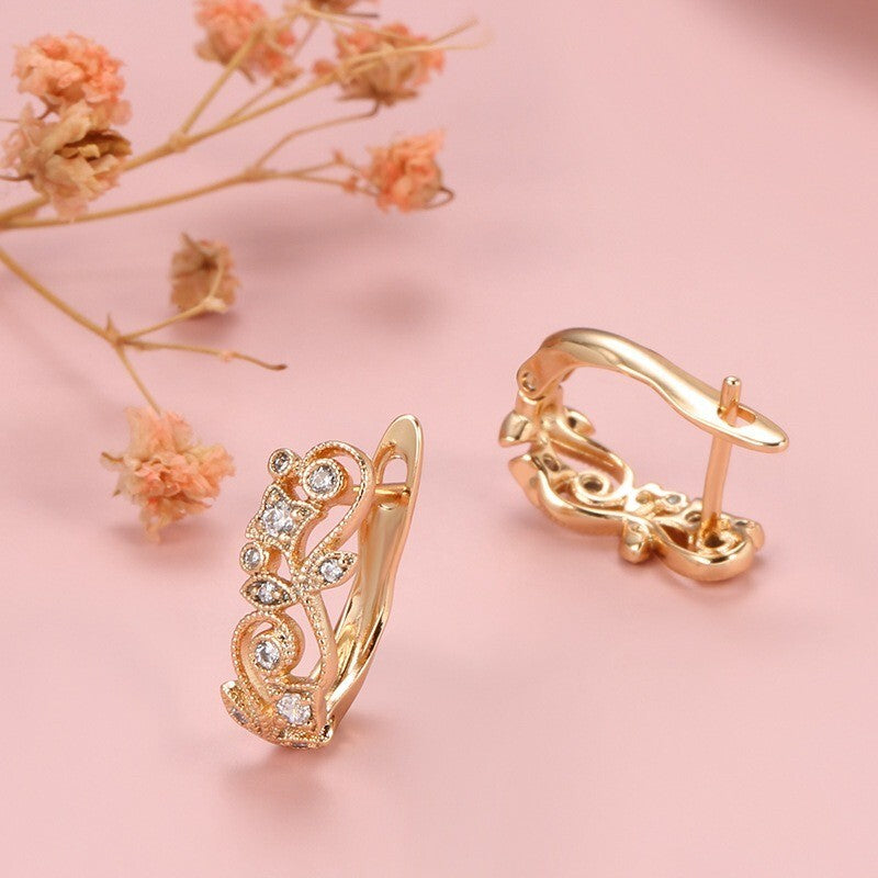 Luxus Ohrringe 585 Rolled Roségold überzogen Blumen CZ für Damen Geschenk4