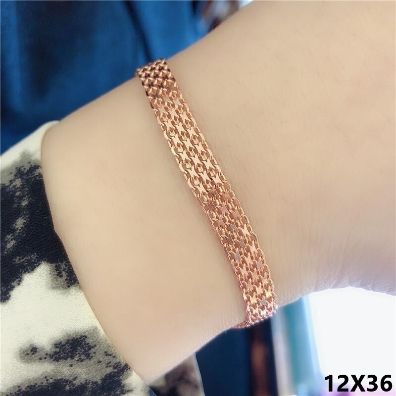 Rose Gold Armkette Massiv 6MM Armband Herren Damen vergoldet armreif2