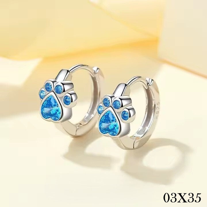 Luxus 925S Silber Ohrringe Katze Klaue Damen Mädchen Creolen Geschenk0