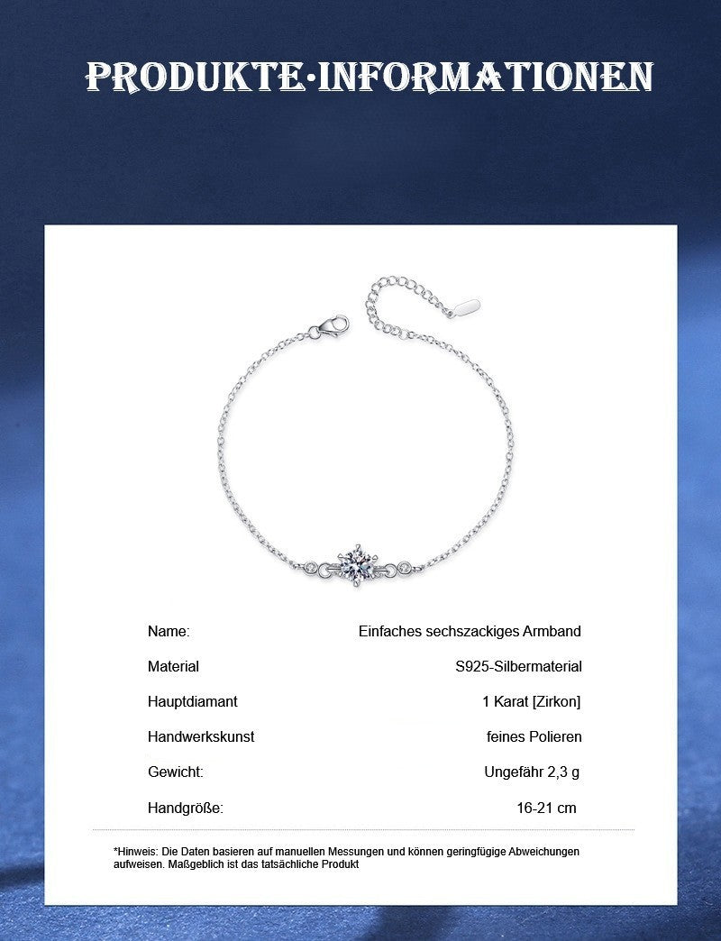 Damen Armband aus 925er Sterlingsilber mit sechs Krappen, einzigartiges Design6