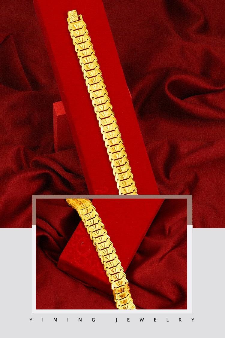 Vergoldetes Herren Armband mit Hühnerkrallenmuster modische Uhrenkette Gold 22cm5