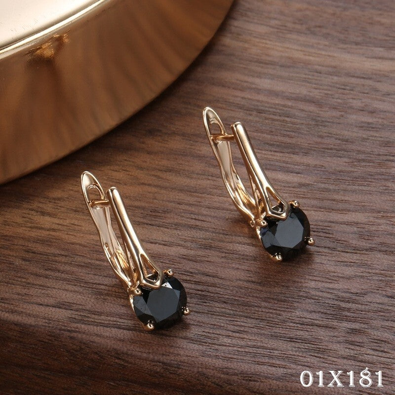 Luxus Damen Ohrringe Schwarze Natürliche Zirkon Clips Ohrringe für Frauen Trend5