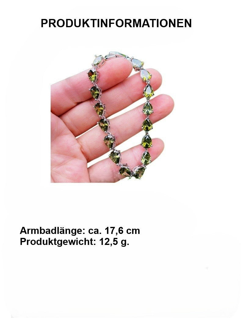 Damen Armband Olivgrünes Zirkonarmband AAATropfenzirkonIntarsienNischendesign1